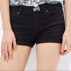 American eagle black midi super stretch jean short